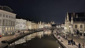 Ghent at night city